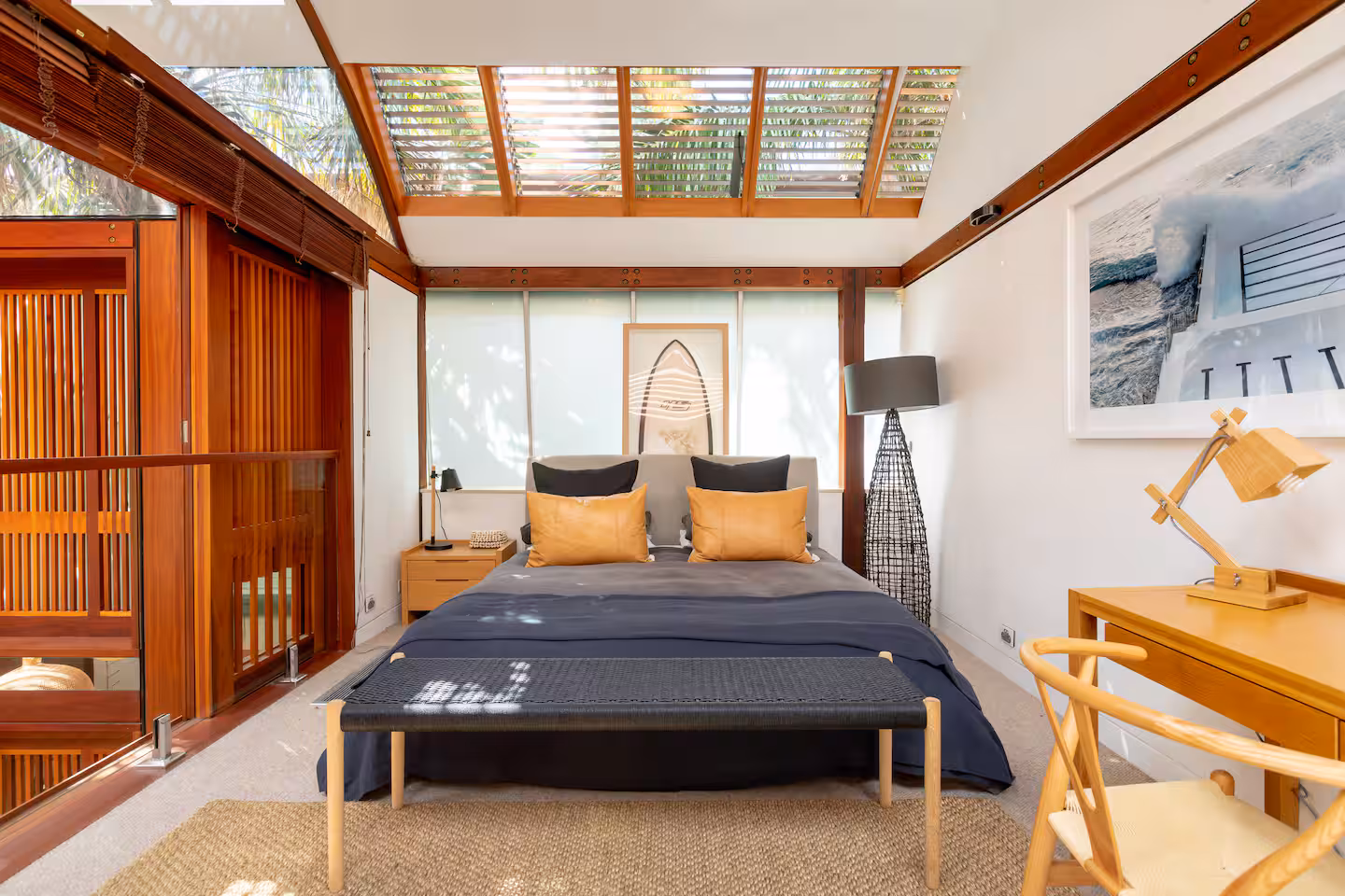 Guest king suite with skylight and timber detailing