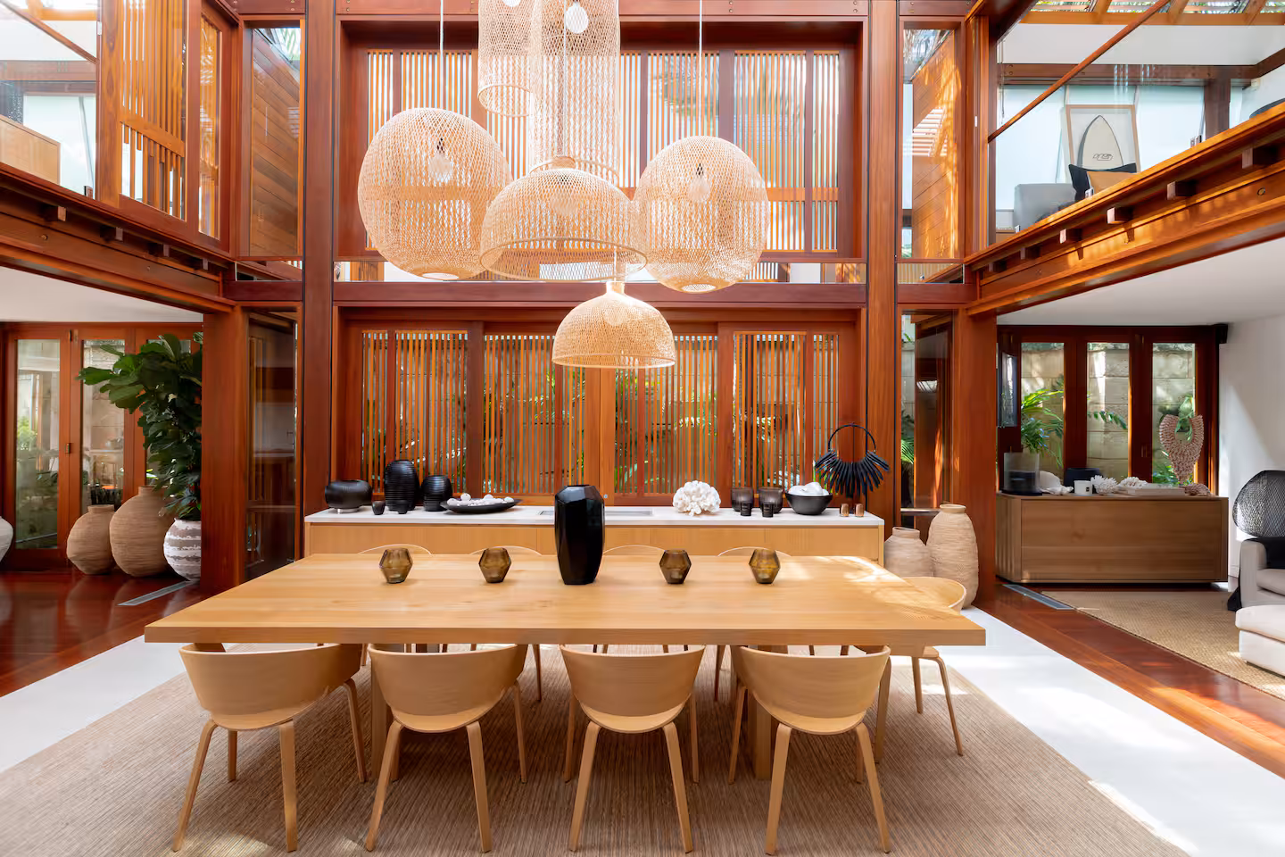 Designer kitchen and entertaining zone in warm natural timber